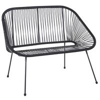 GARTENBANK Rattan schwarz 114 cm Acapulco - Schwarz, Kunststoff (114/88/78cm) - Beliani