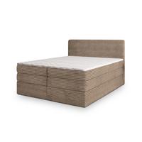 BOXSPRINGBETT LUNERA 200x200 cm mit Matratze und Topper, H2+H3 - Beige - Beige, Holz (200/200cm) - MASSENO