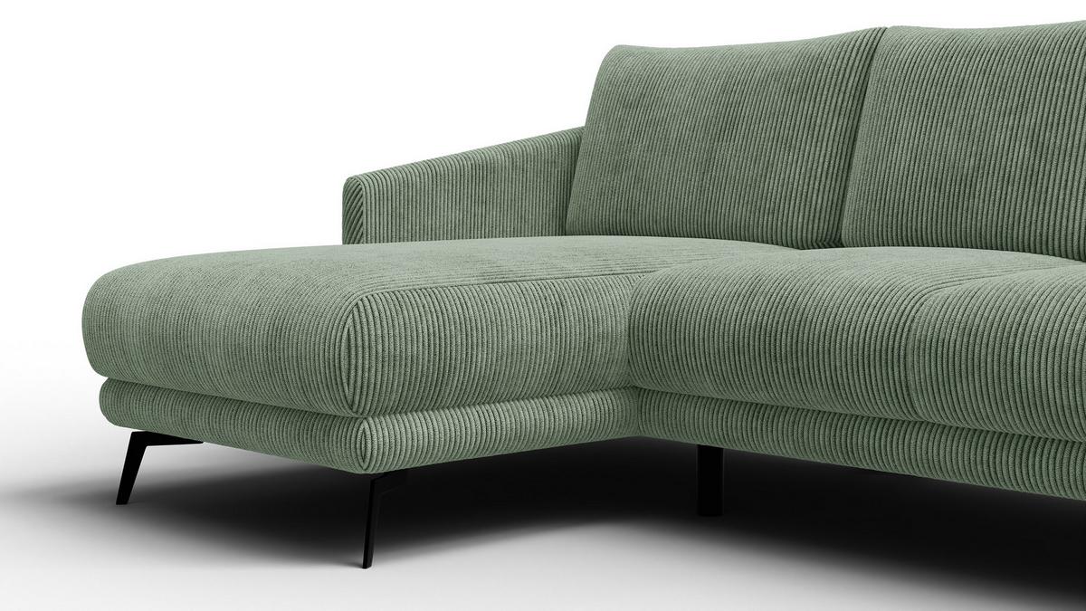 ECKSOFA VILT 3-Sitzer, mint - Schwarz/Mintgrün, Holzwerkstoff/Textil (221/156cm) - Wozimo