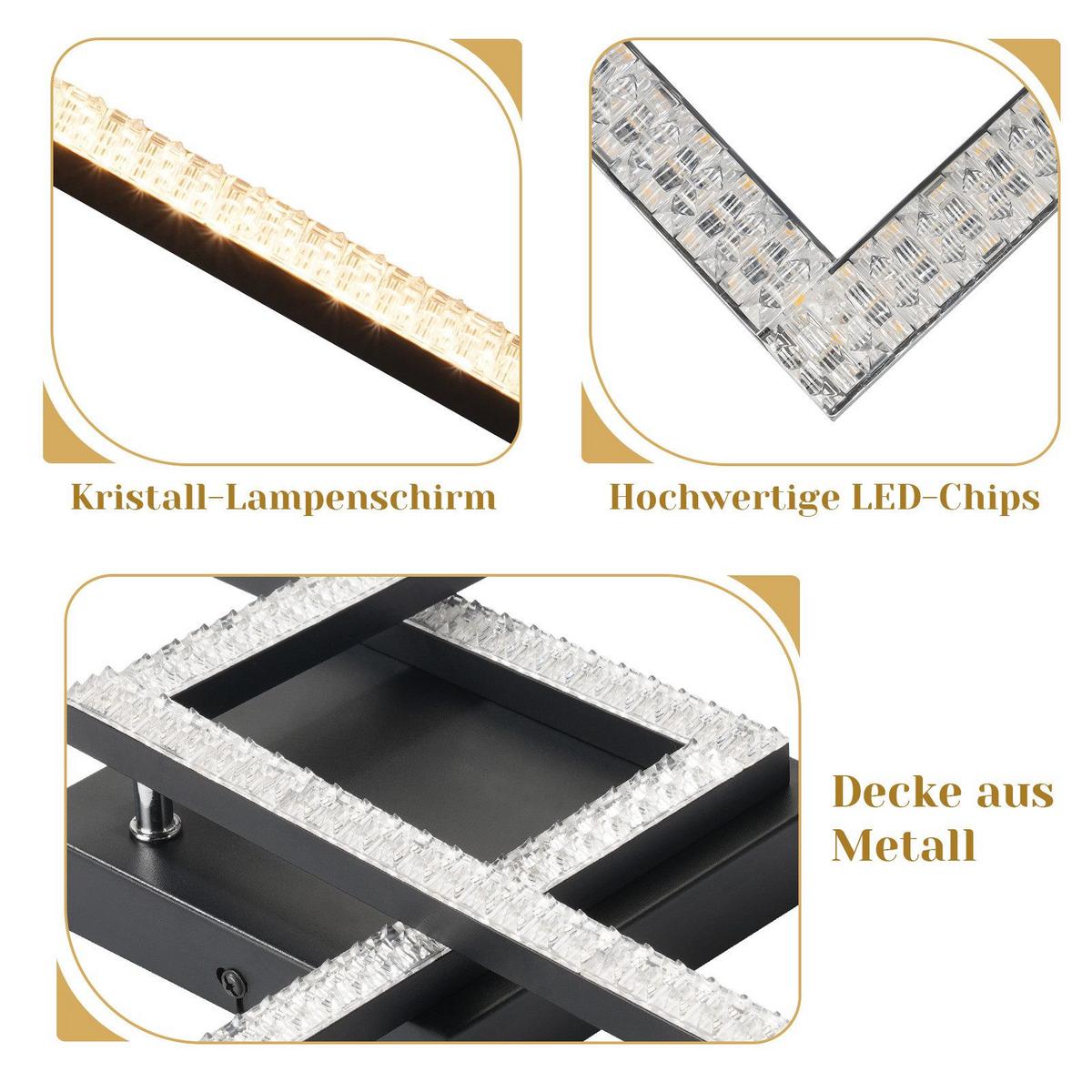 LED-DECKENLEUCHTE Katharina 46.1/46.1/6.3 cm - Schwarz, Metall (46.1/46.1/6.3cm) - Nettlife