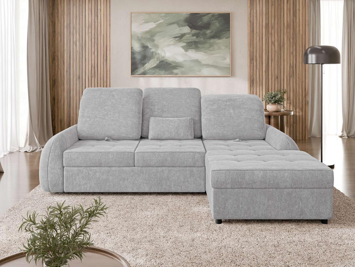 ECKSCHLAFSOFA Soreno, Seite: Rechts - Hellgrau/Schwarz, Holz/Kunststoff (176/255cm) - MIRJAN24