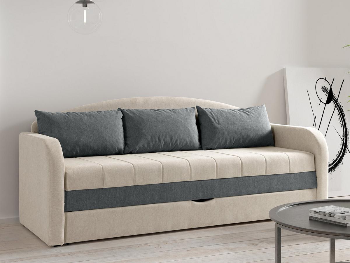 SCHLAFSOFA Tenus - Beige/Schwarz, Holz/Textil (208/86/76cm) - MIRJAN24