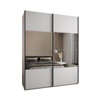 SCHWEBETÜRENSCHRANK 245,5/200/64 2-türig - Schwarz/Weiß, Holz/Metall (200/245/64cm) - Abiks Möbel