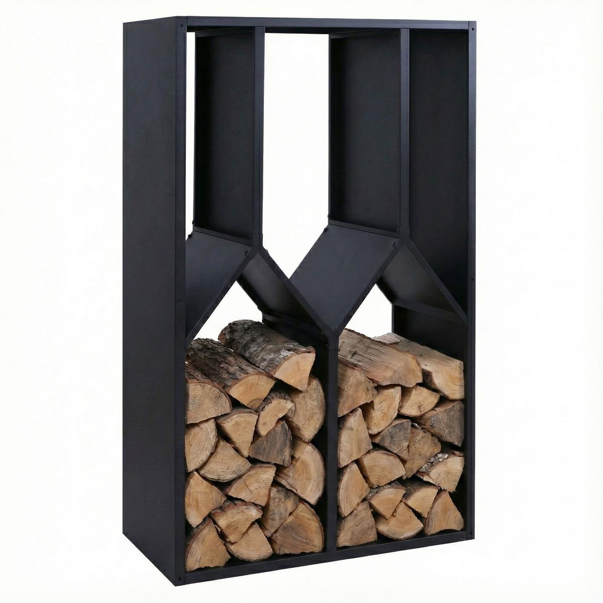 BRENNHOLZLAGER Anthrazit - Anthrazit, Metall (95/160/50cm) - MCW
