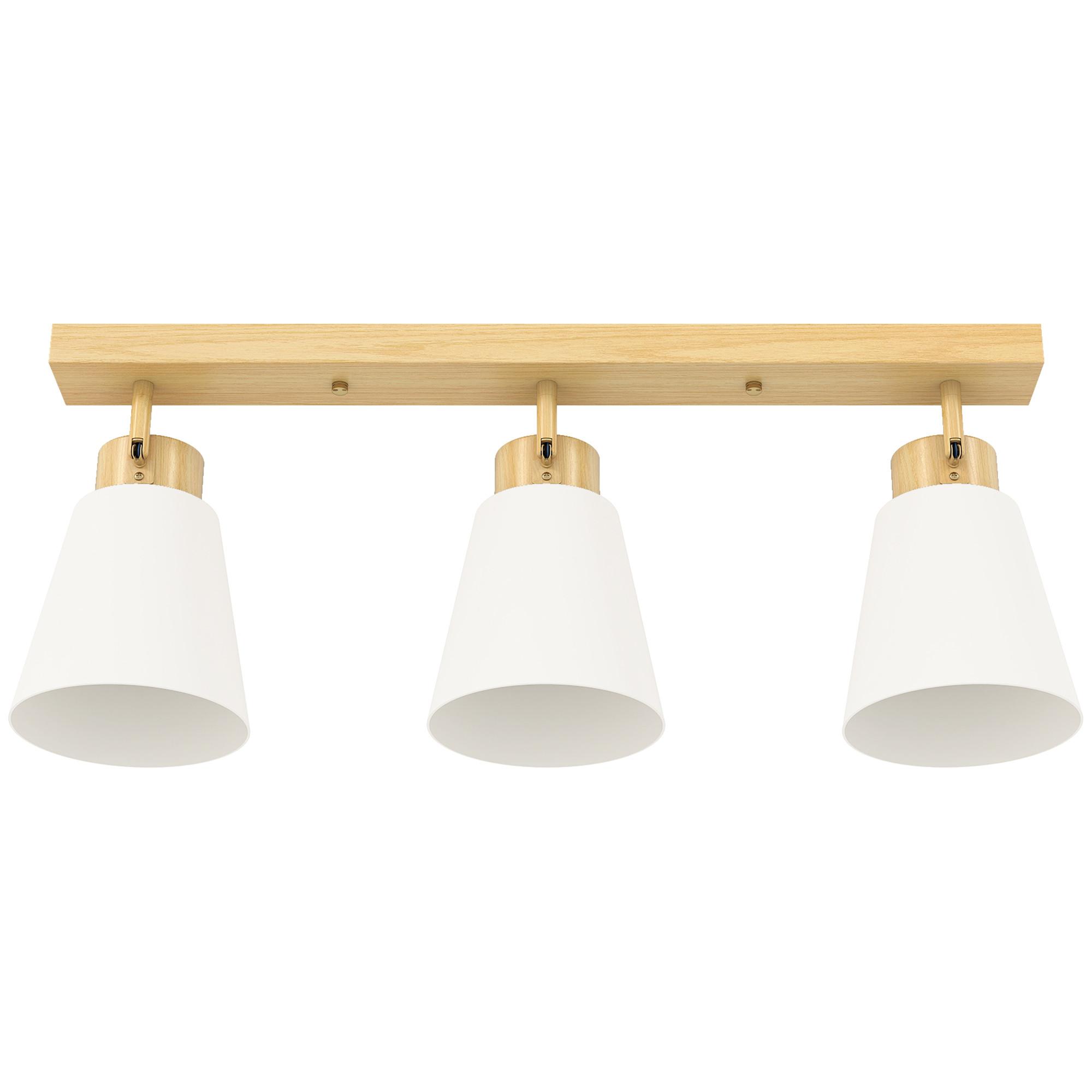 DECKENLAMPE Stahl Glas Naturholz - Naturfarben, Metall (55/13/20cm) - HOMCOM