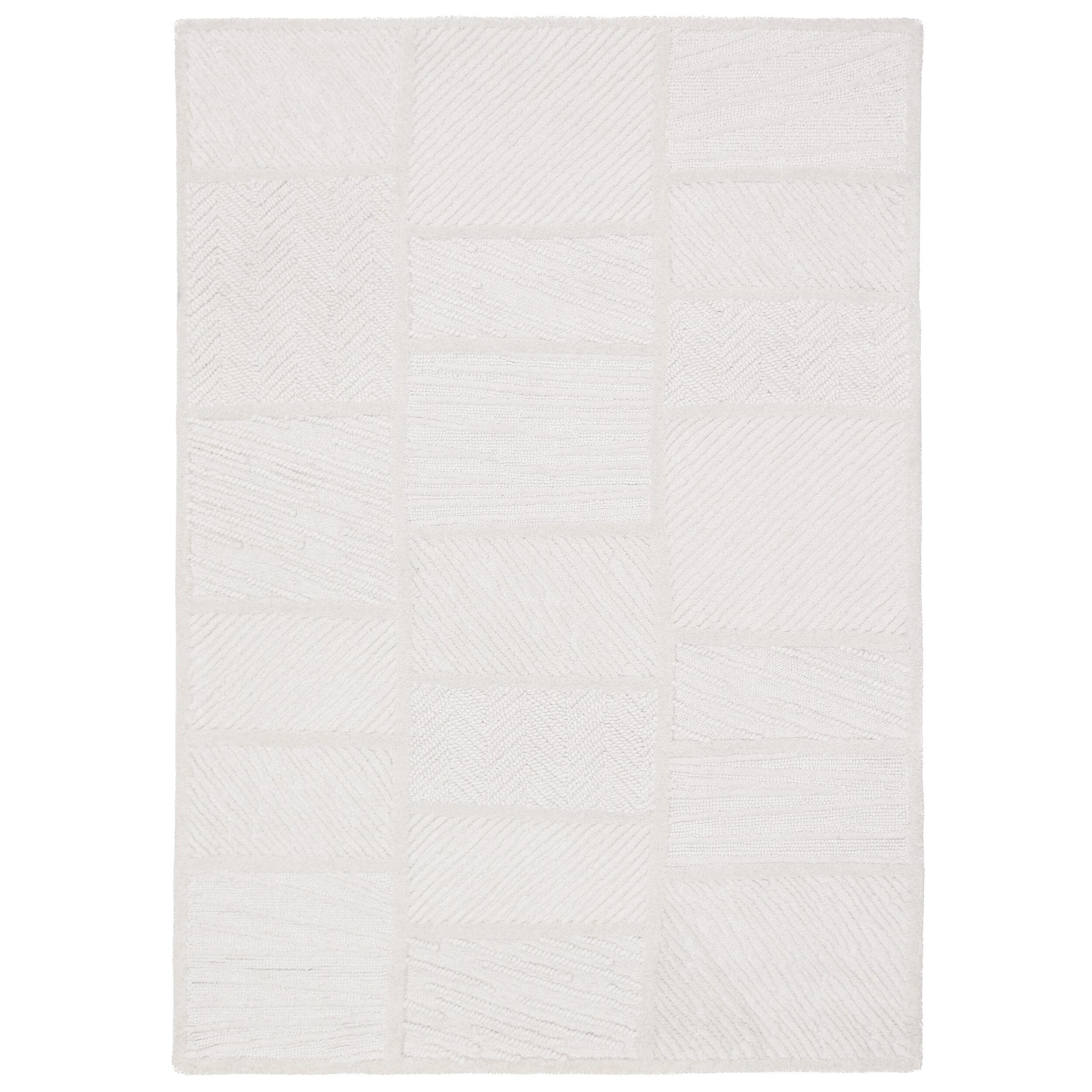 TEPPICH aus Wolle CARVE in Weiß, geometrisch, 160 x 230 cm - Beige, Textil (160/230cm) - KADIMA DESIGN