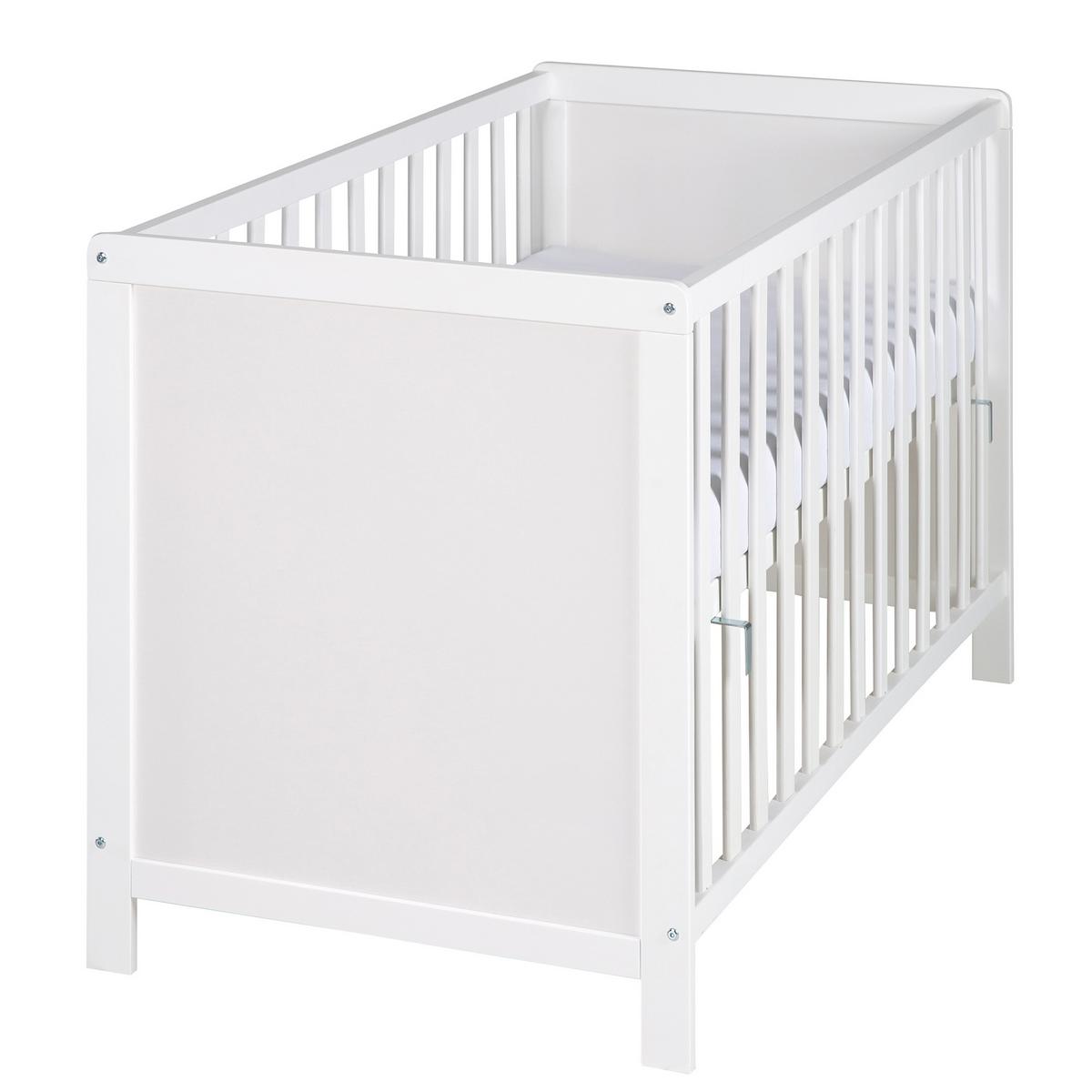 BABYBETT mit Matratze 60 x 120 cm - Weiß, Holzwerkstoff (60/120cm) - Roba