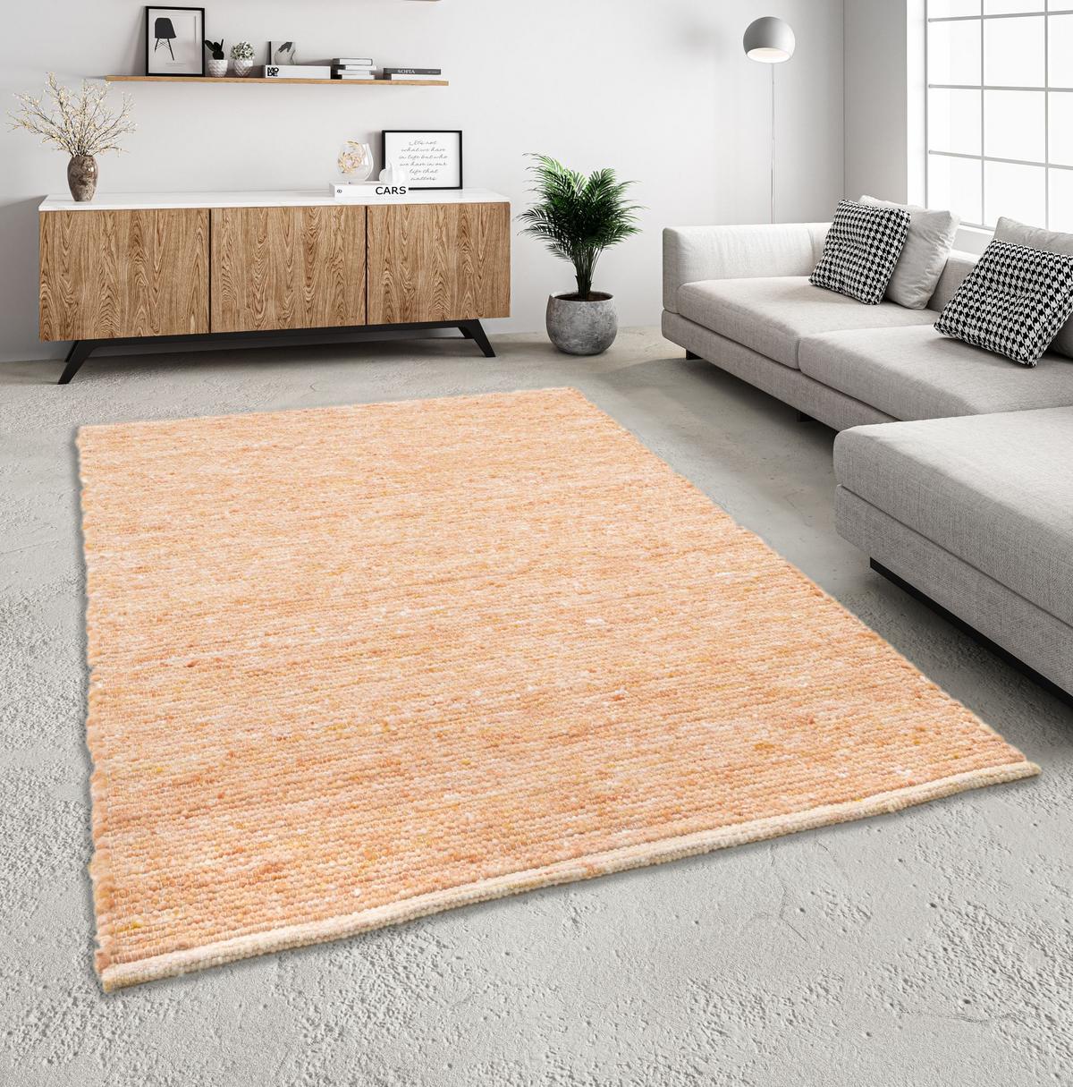 HANDWEBTEPPICH Alm-Freude 70x130 cm - Akaziefarben, Textil (70/130cm) - THEKO