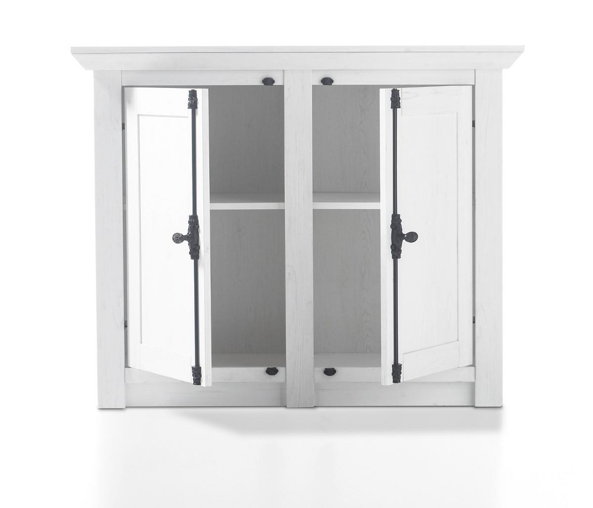 KOMMODE Pinie weiß 105 x 90 cm, Schuhschrank Landhaus-Stil - Schwarz/Weiß, Holzwerkstoff/Metall (105/90/45cm) - Furn.Design