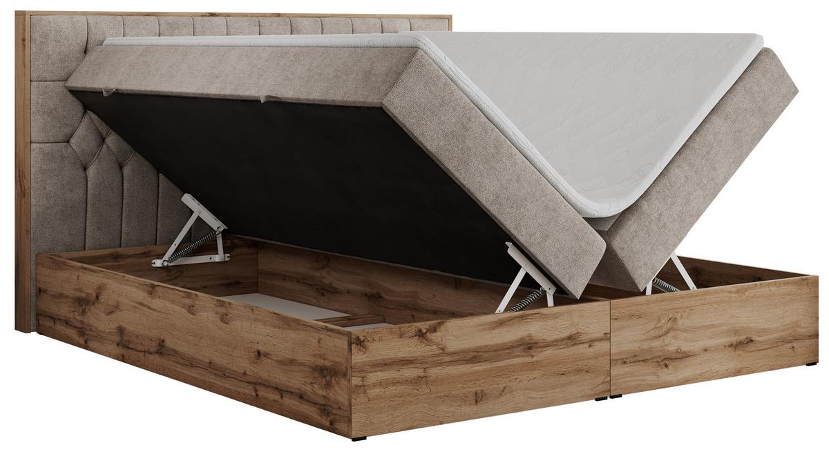 BOXBETT AMORE 140/200 Beige Struktur - H4 - Beige, Holz/Textil (140/200cm) - MKS
