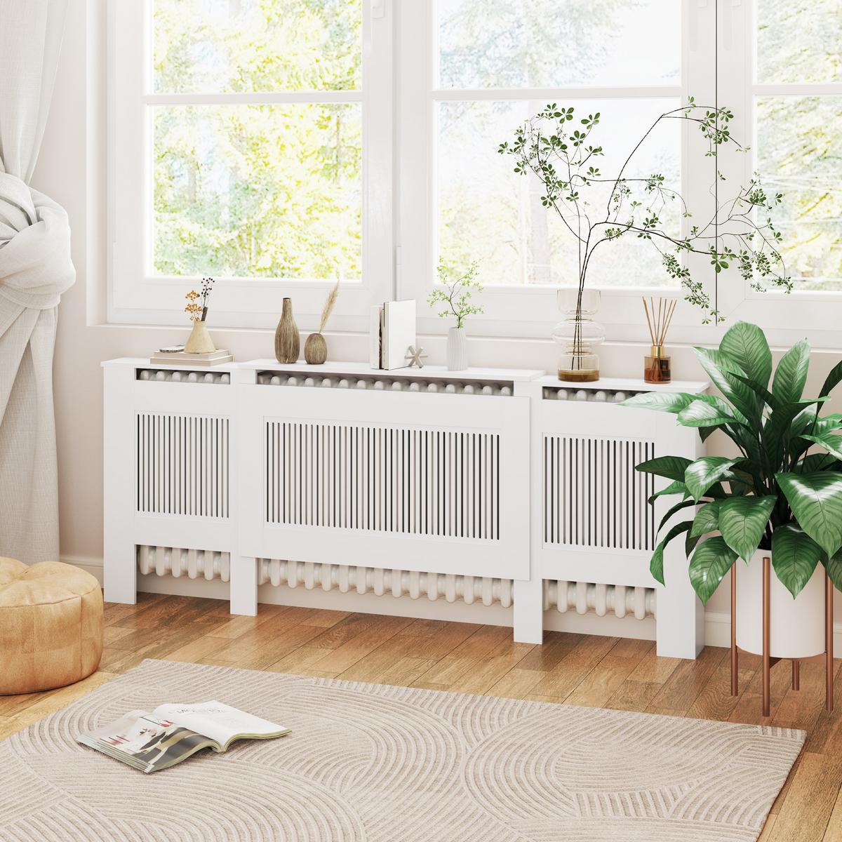 HEIZKÖRPERVERKLEIDUNG Spanplatte MDF Weiß - Weiß, Holzwerkstoff (201/19/81.5cm) - HOMCOM