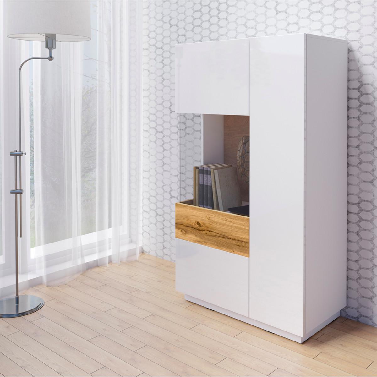 GESCHIRRSCHRANK Andrea Weiß und Holz - Weiß, Holzwerkstoff (80/139/40cm) - Petits-meubles