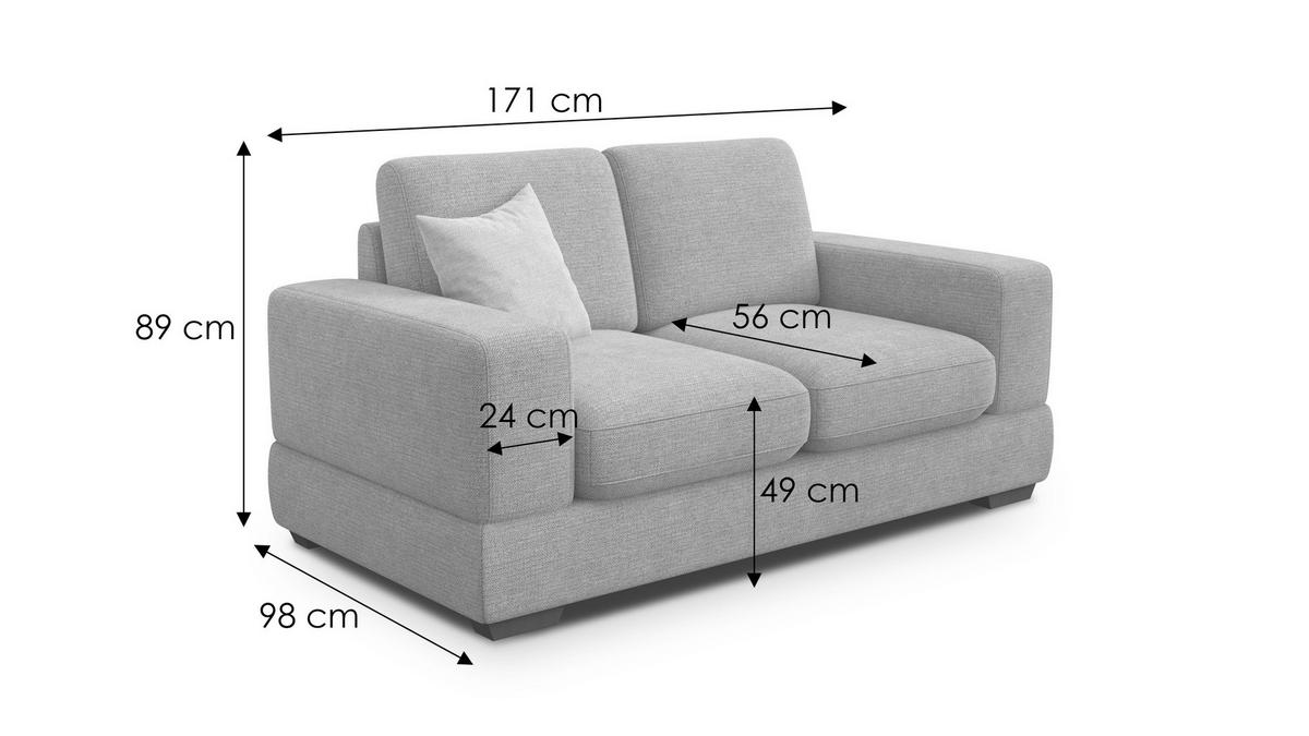 SOFA OTTO 2-Sitzer, grau - Schwarz/Grau, Holz/Textil (171/89/98cm) - Wozimo