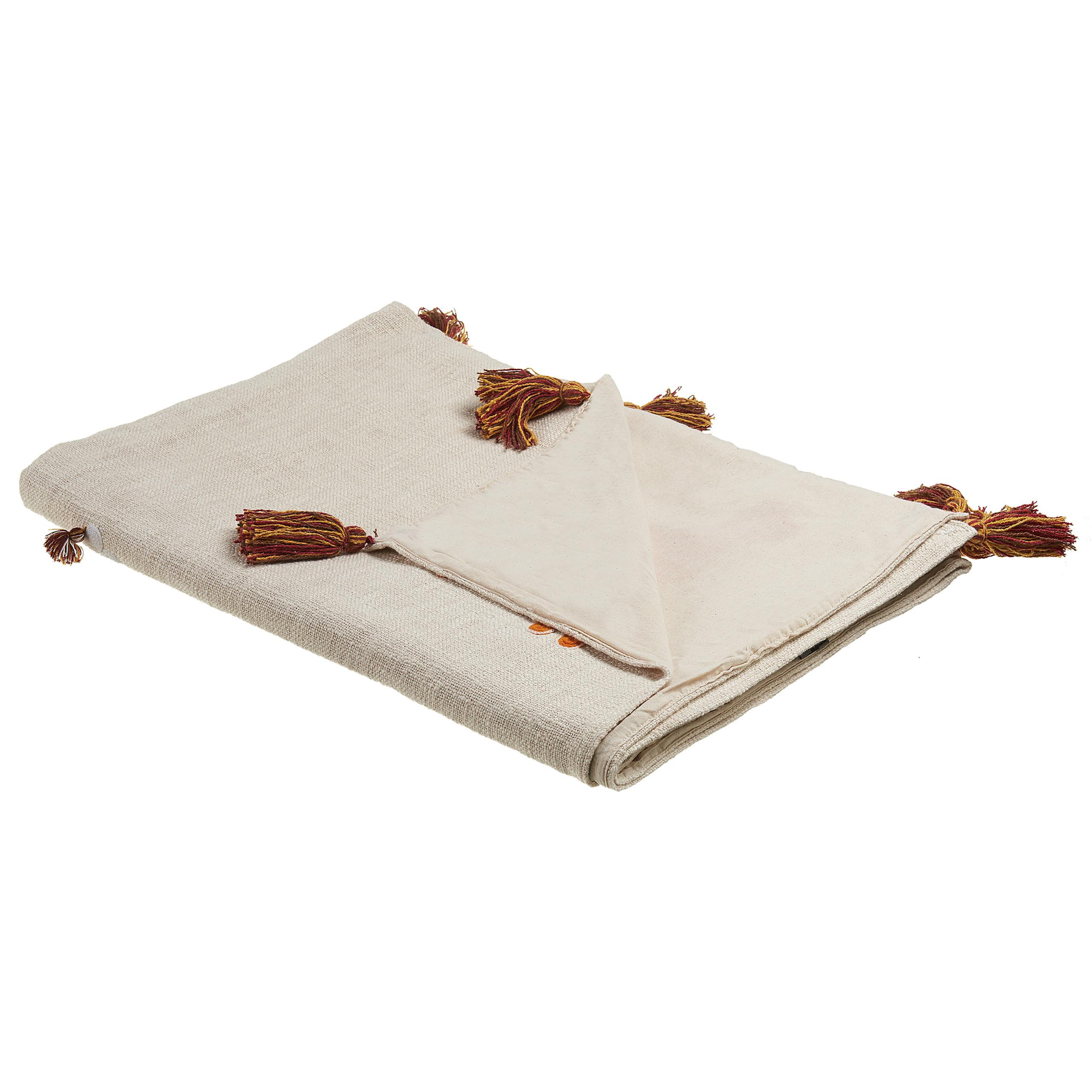 DECKE Beige Khandwa 130/180 cm - Beige, Naturmaterialien/Textil (130/180cm) - Beliani