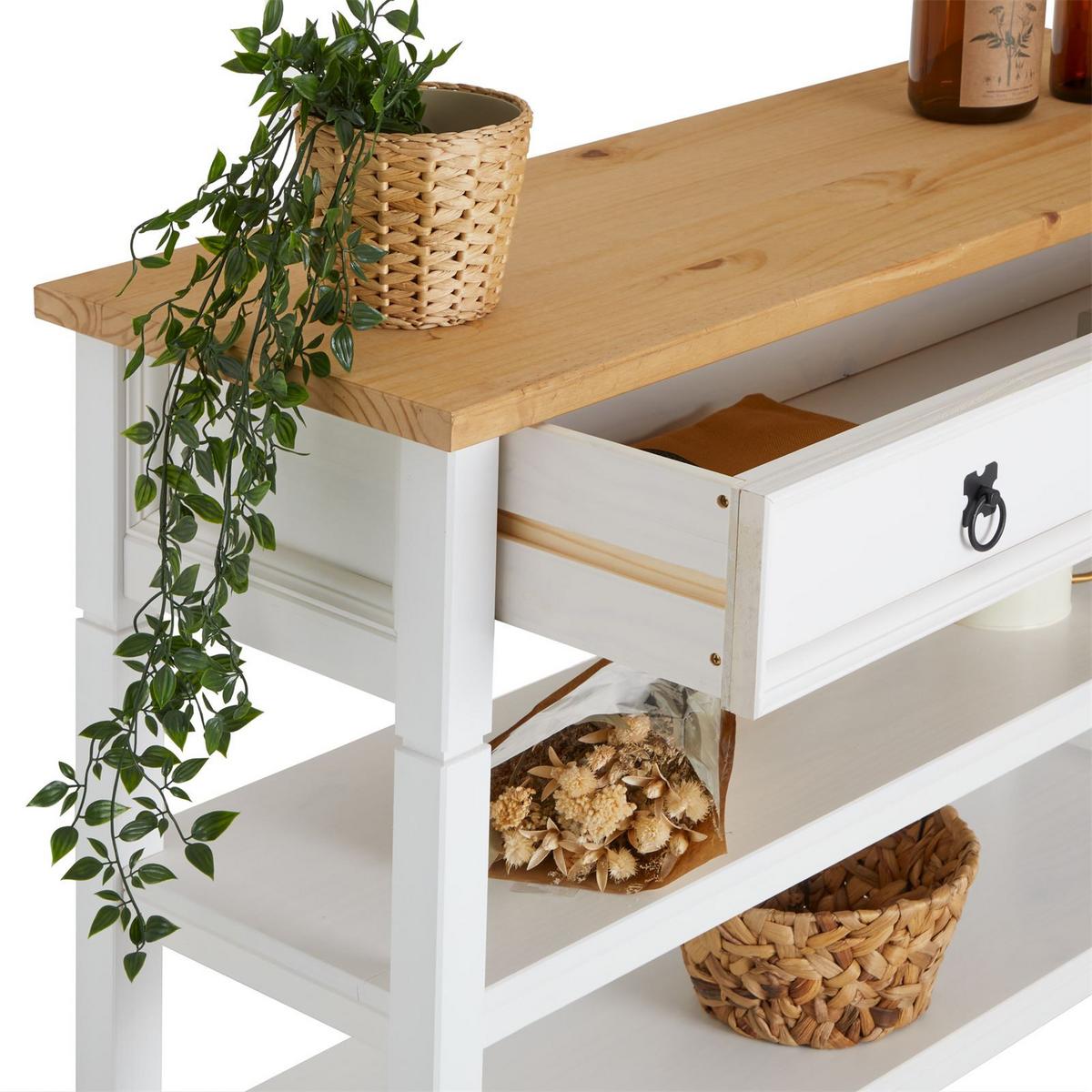 KONSOLENTISCH TEQUILA - Weiß/Braun, Holz (37/110/78cm) - IDIMEX