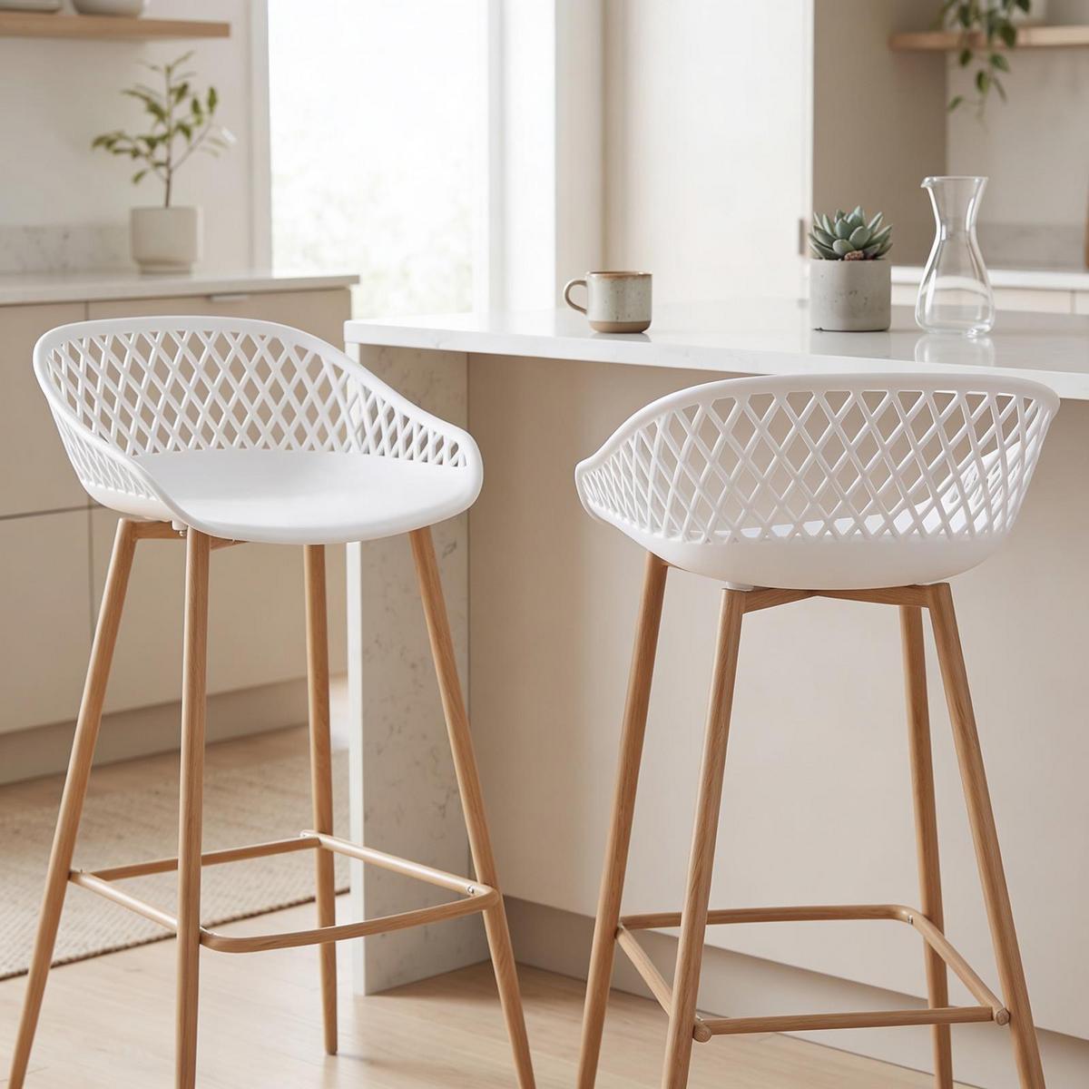 BARHOCKER IREK 2er-Set weiß - Weiß, Textil (47/99/49cm) - IDIMEX