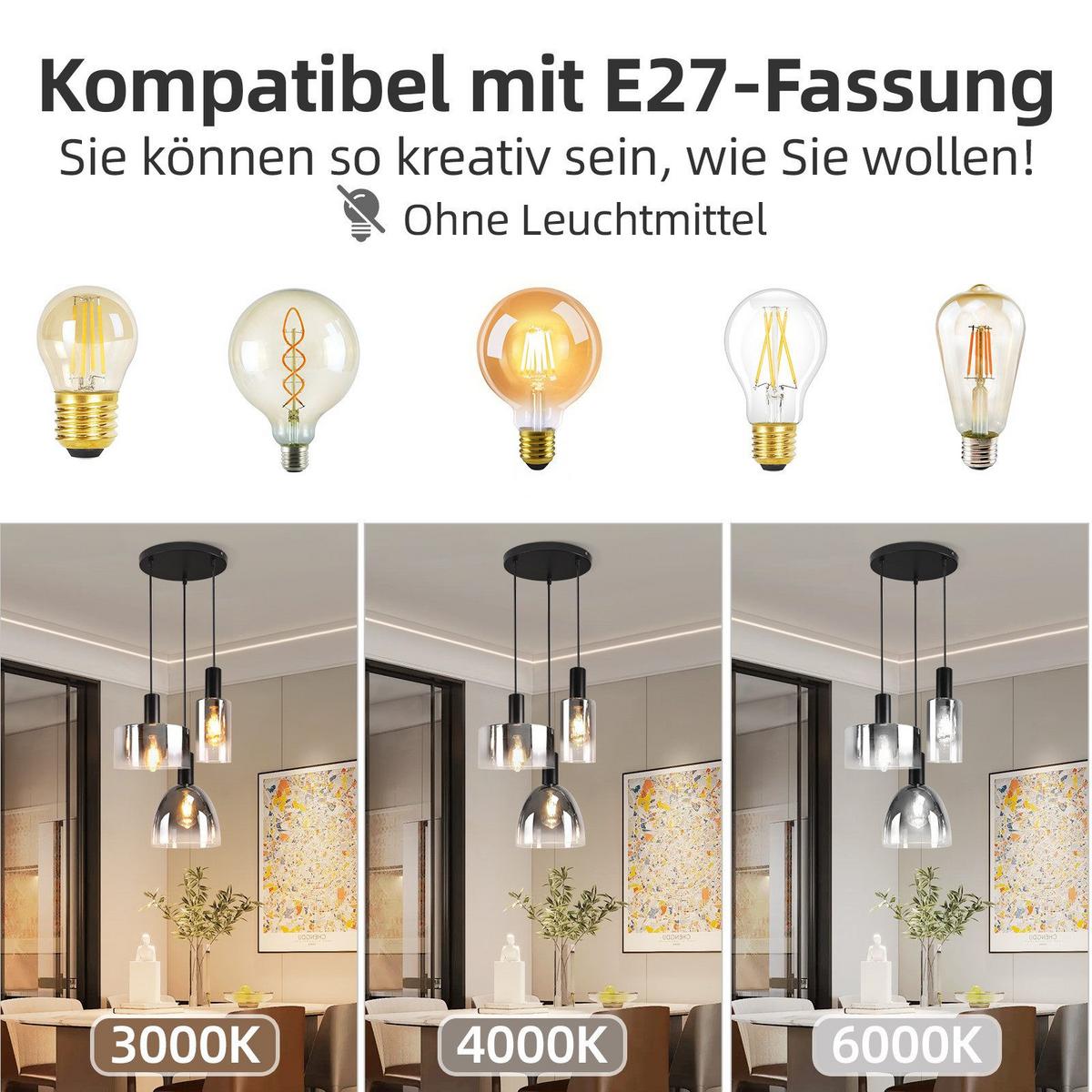PENDELLEUCHTE Marquez 22/22/180.5 cm - Schwarz, Metall (22/22/180.5cm) - Nettlife
