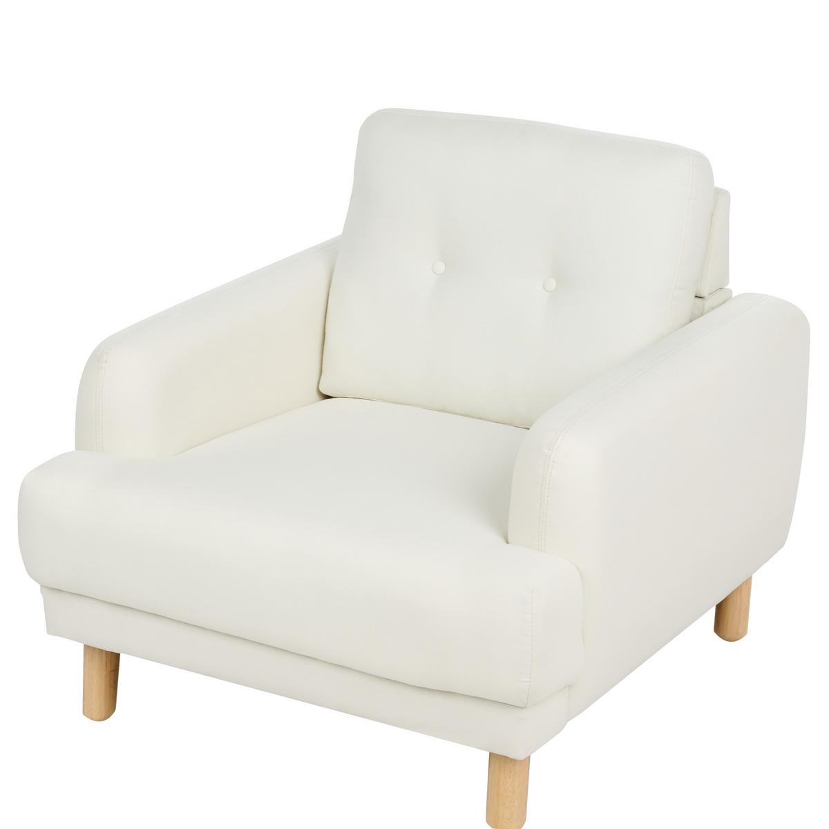 SESSEL Cremeweiß Tuve - Hellbraun/Weiß, Textil (88/85/90cm) - Beliani