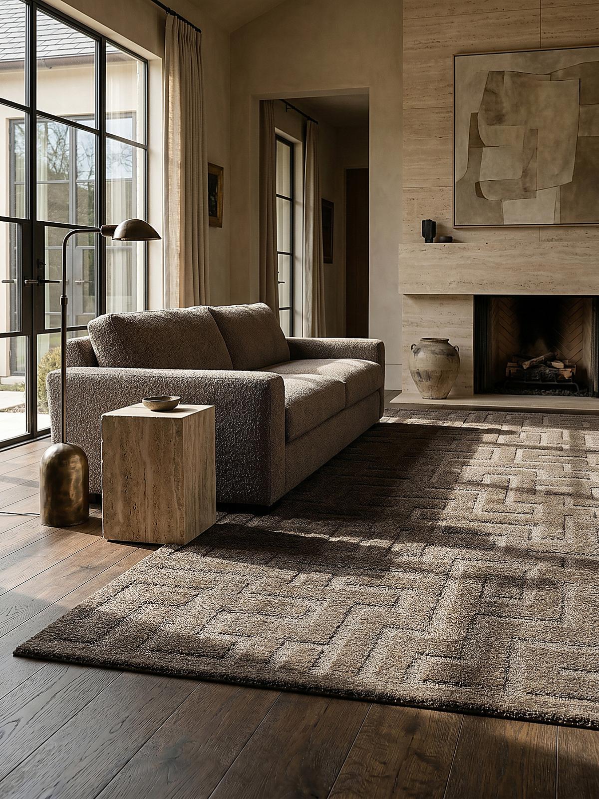 KURZFLORTEPPICH Geometrisch MUOTA Polypropylen Braun 120 x 160 cm - Braun, Textil (120/160cm) - KADIMA DESIGN