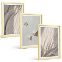 BILDER SET 3er Set - 40x60 cm Goldrahmen - Nahaufnahmen der Struktur im Boho-Stil - Goldfarben, Kunststoff (40/60cm) - TULUP