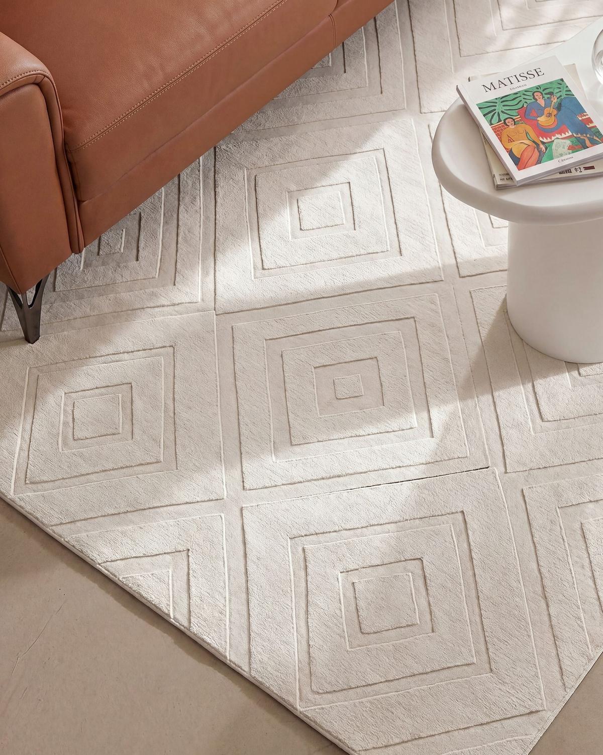 TEPPICH Cremeweiß 160/230 cm Borah - Creme/Weiß, Textil (160/230cm) - Beliani