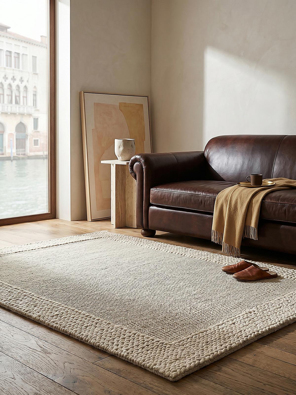 WOLLTEPPICH handgewebt CALDER, einfarbig, Beige, 120 x 170 cm - Beige, Textil (120/170cm) - KADIMA DESIGN