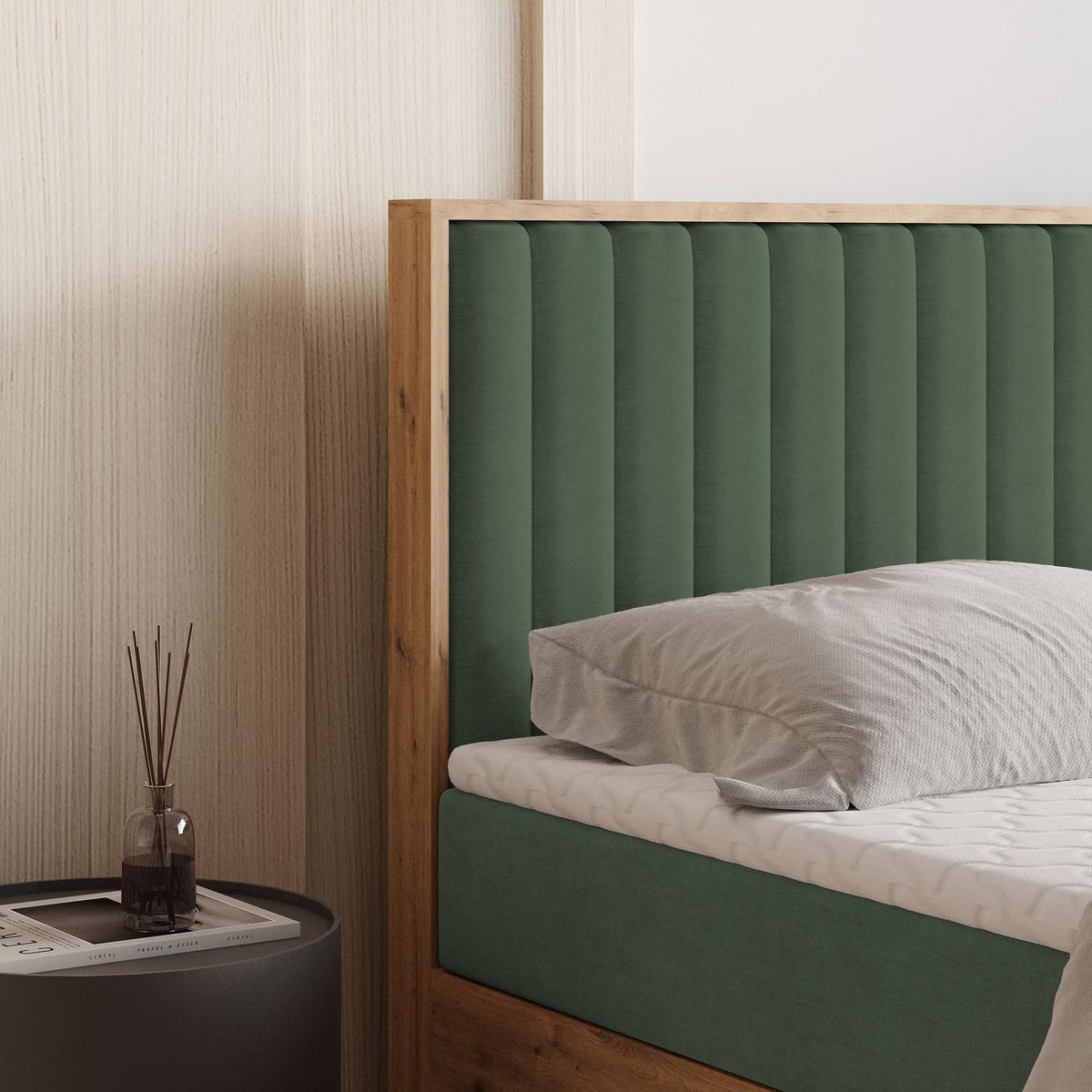 BOXBETT VARELI 140x200 cm mit Matratze und Topper - Grün - Grün, Holz (140/200cm) - MASSENO