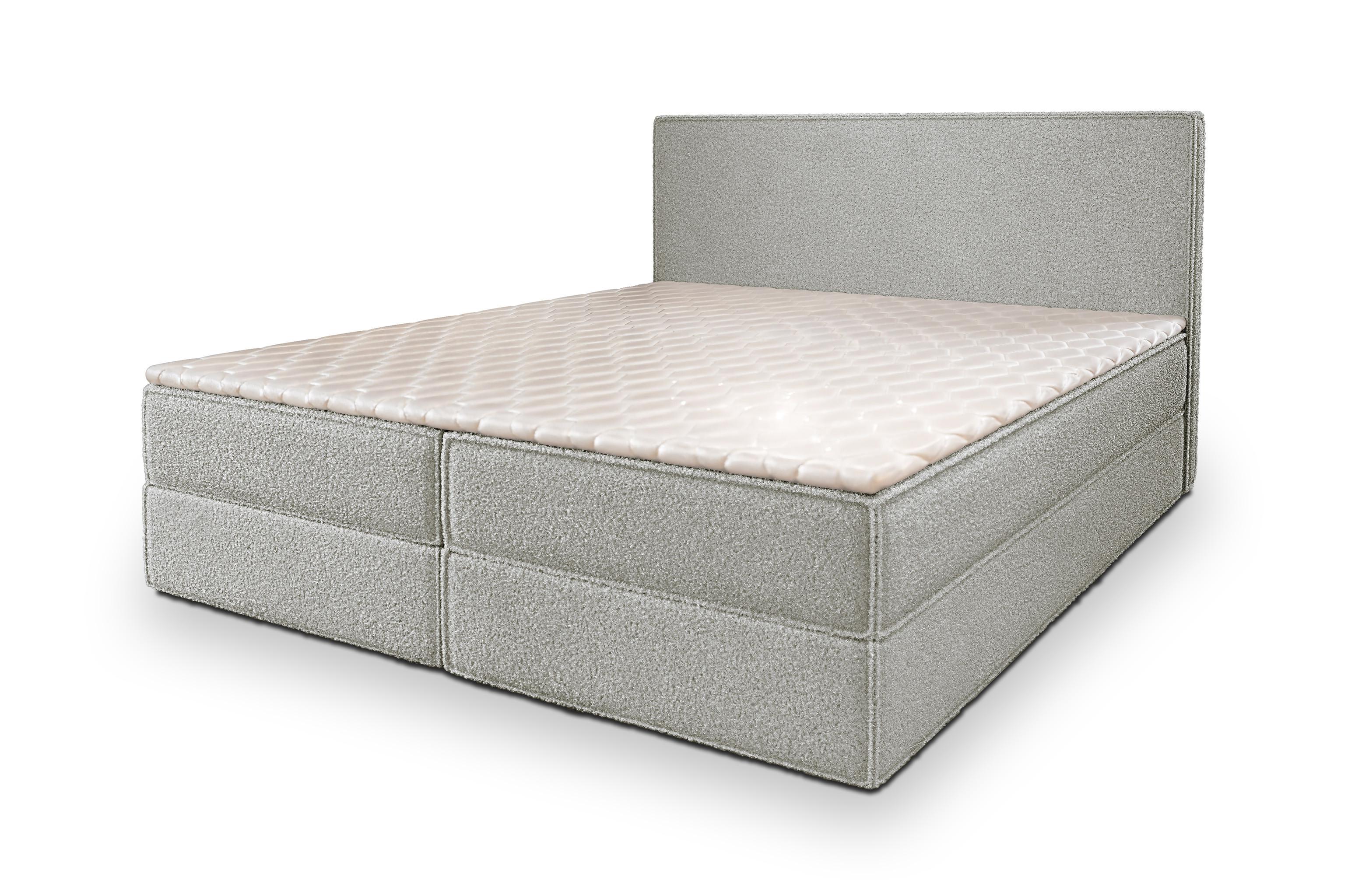 BOXBETT PELLIO 180x200 cm mit Matratze und Topper - Hellgrau - Hellgrau, Holz (180/200cm) - MASSENO