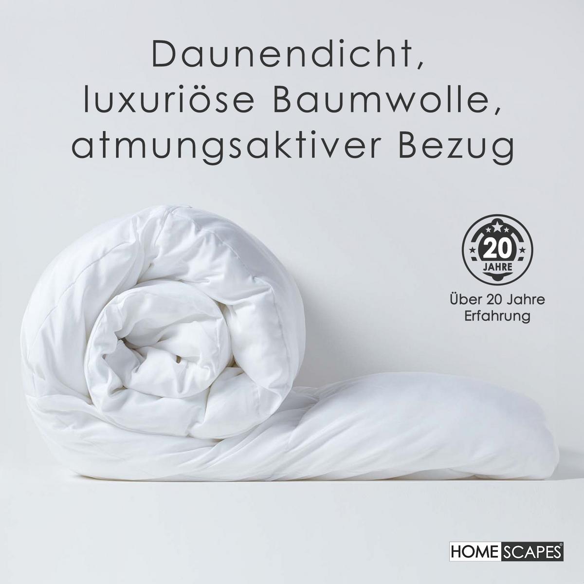 WINTERDECKE 150/200 cm, Enten-Federn & Daunen - Weiß, Textil (150/200cm) - Homescapes