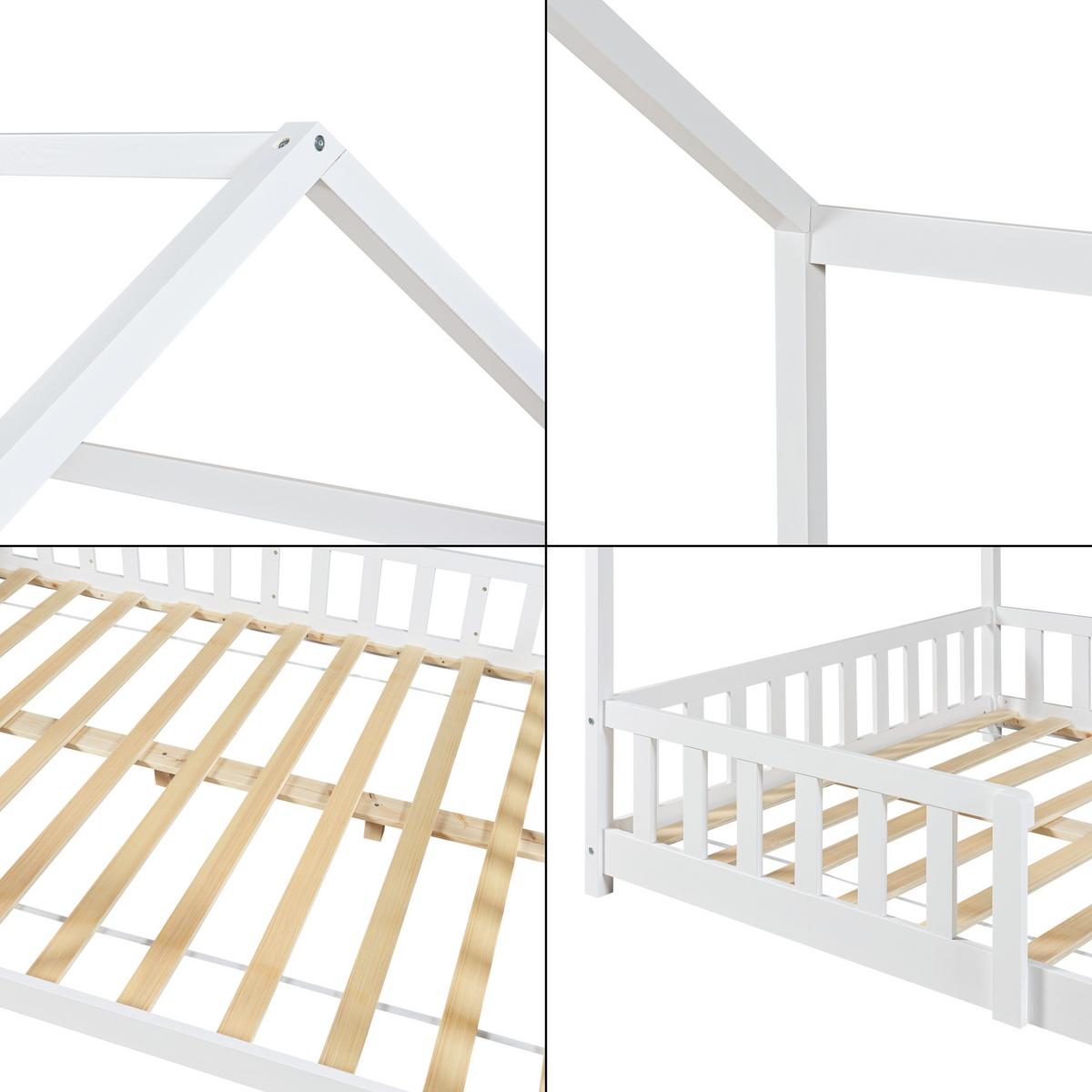 HAUSBETT Hesel - Weiß, Holz (120/200cm) - [en.casa]