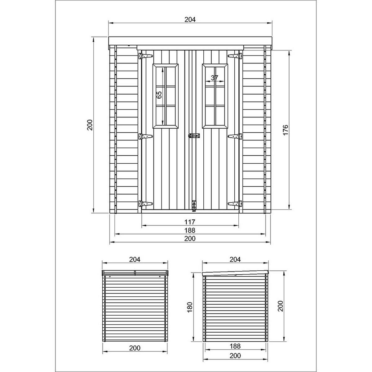 HOLZ-GARTENHAUS - B204xL204xH202 cm/ 3.53 m2 - M309C - Beige, Holz (204/200/204cm) - Timbela