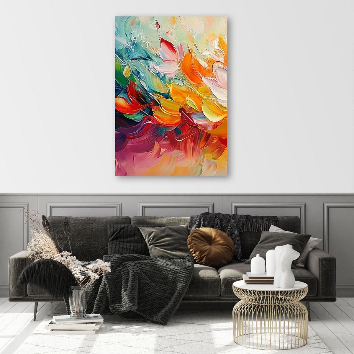 LEINWANDBILD Farbenfrohe moderne Abstraktion 70x100cm - Multicolor, Textil (70/100cm) - Feeby