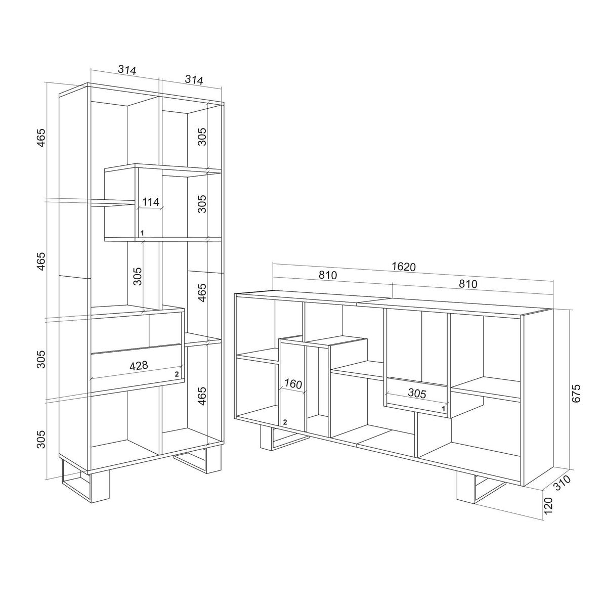 REGAL Bibliothek, Eiche, 67/31/174cm - Eichefarben, Holzwerkstoff (67/174/31cm) - Skraut Home