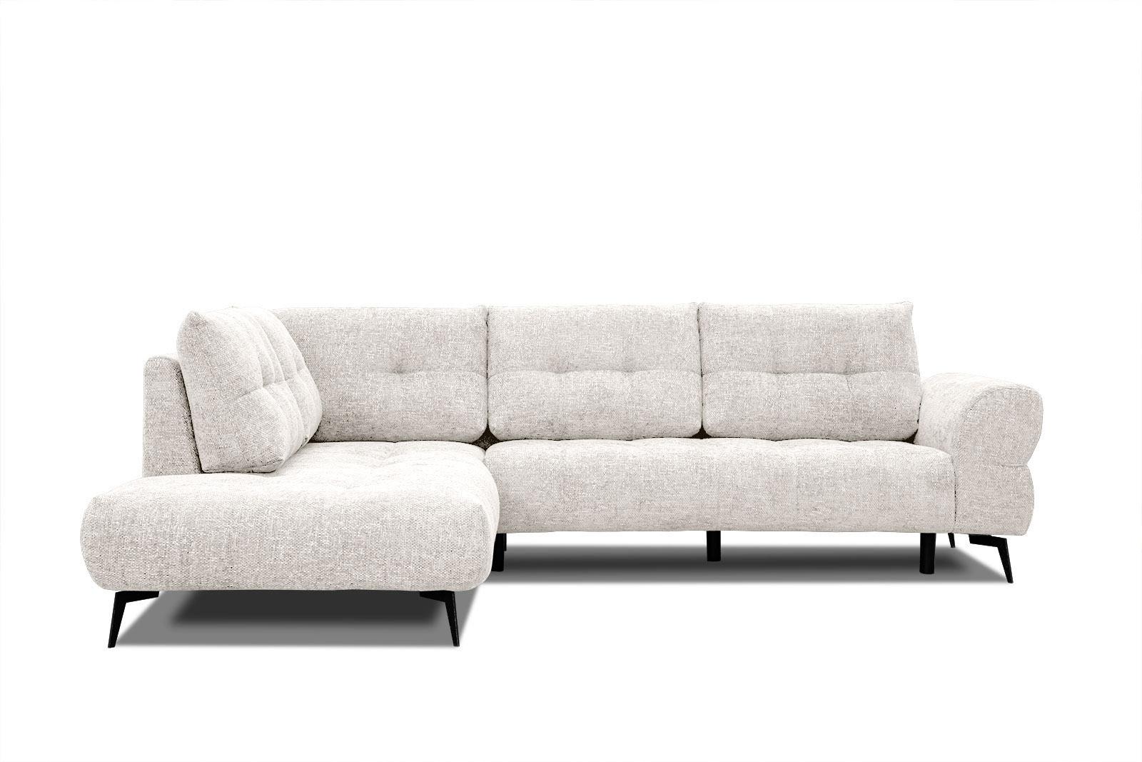 ECKSOFA SALVINI 5-Sitzer, ecru - Ecru/Schwarz, Holzwerkstoff/Textil (158/292cm) - Wozimo
