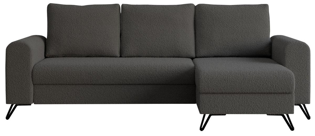 ECKSOFA Hugo Boucle Dunkelgrau - Dunkelgrau/Schwarz, Textil/Metall (242/140cm) - MKS