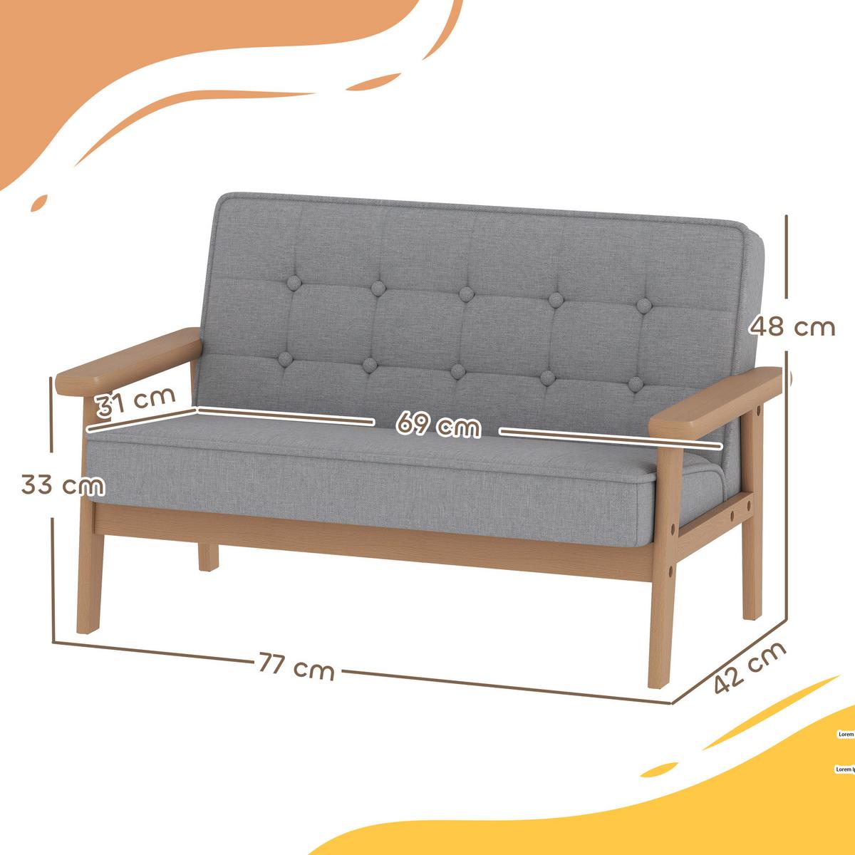 KINDERSESSEL Kurzflor-Stoff Gummiholz Grau - Naturfarben/Grau, Holz/Textil (42/48/77cm) - AIYAPLAY