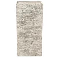 BLUMENTOPF hellbeige quadratisch 35/35/70 cm Gaza - Beige, Stein (70cm) - Beliani