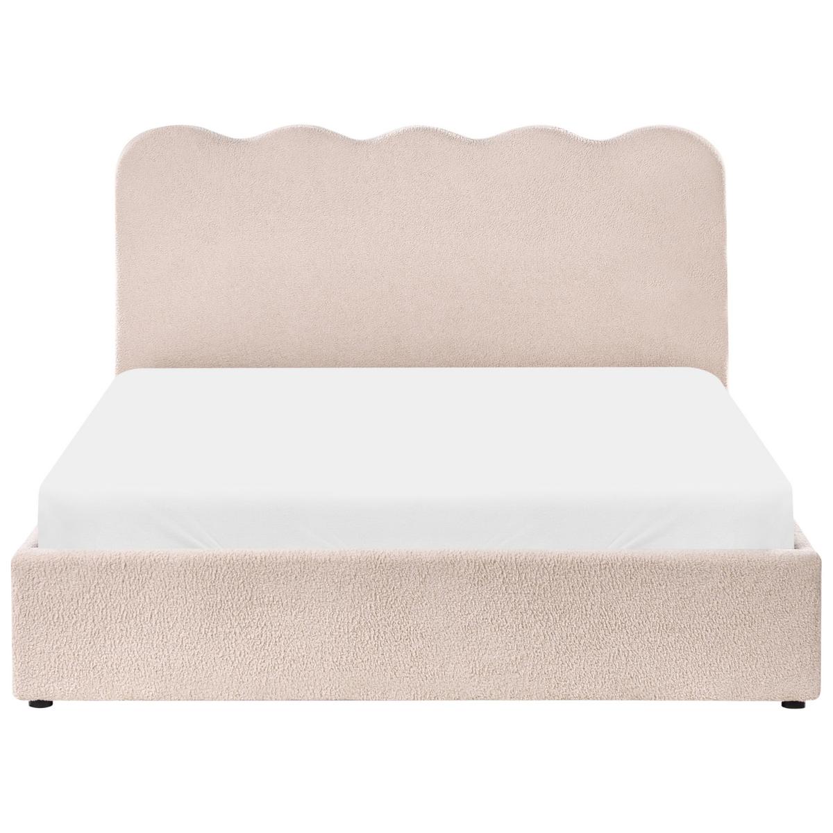 BETT mit Stauraum 160/200 Bouclé Beige Nanterre - Beige, Textil (160/200cm) - Beliani