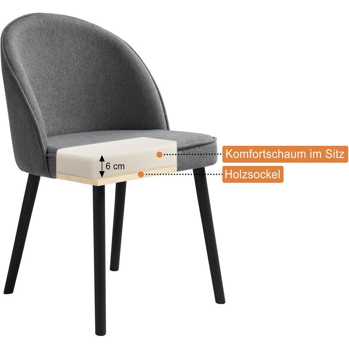 STUHL Luna, Polsterstuhl für das Esszimmer mit Buchenholzbeinen, Dunkelgrau - Dunkelgrau/Buchefarben, Holz (51/87/46cm) - Beautysofa