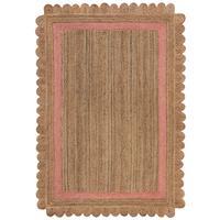 JUTETEPPICH handgewebt PLYM, geometrisch, Braun-Rosa, 160 x 230 cm - Braun, Naturmaterialien (230/160cm) - KADIMA DESIGN