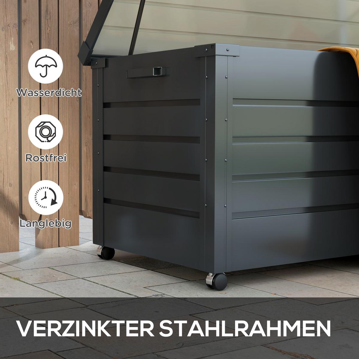 GARTENBOX Verzinkter Stahl Dunkelgrau - Dunkelgrau, Metall (62/66/120cm) - Outsunny
