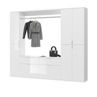 GARDEROBENSCHRANK weiß Hochglanz 212 cm, 21 Fächer, Schuhschrank - Chromfarben/Weiß Hochglanz, Holzwerkstoff/Metall (212/193/34cm) - Inn.Furn