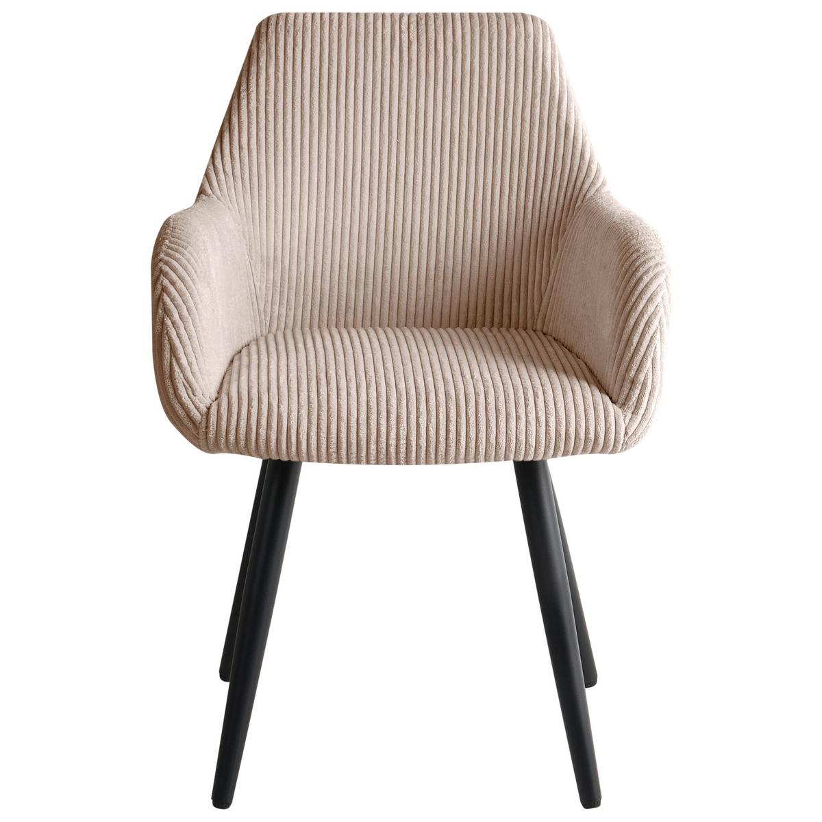 ESSZIMMERSTUHL 2er Set Cord Beige Mori - Beige, Textil/Metall (56/83/64cm) - Beliani