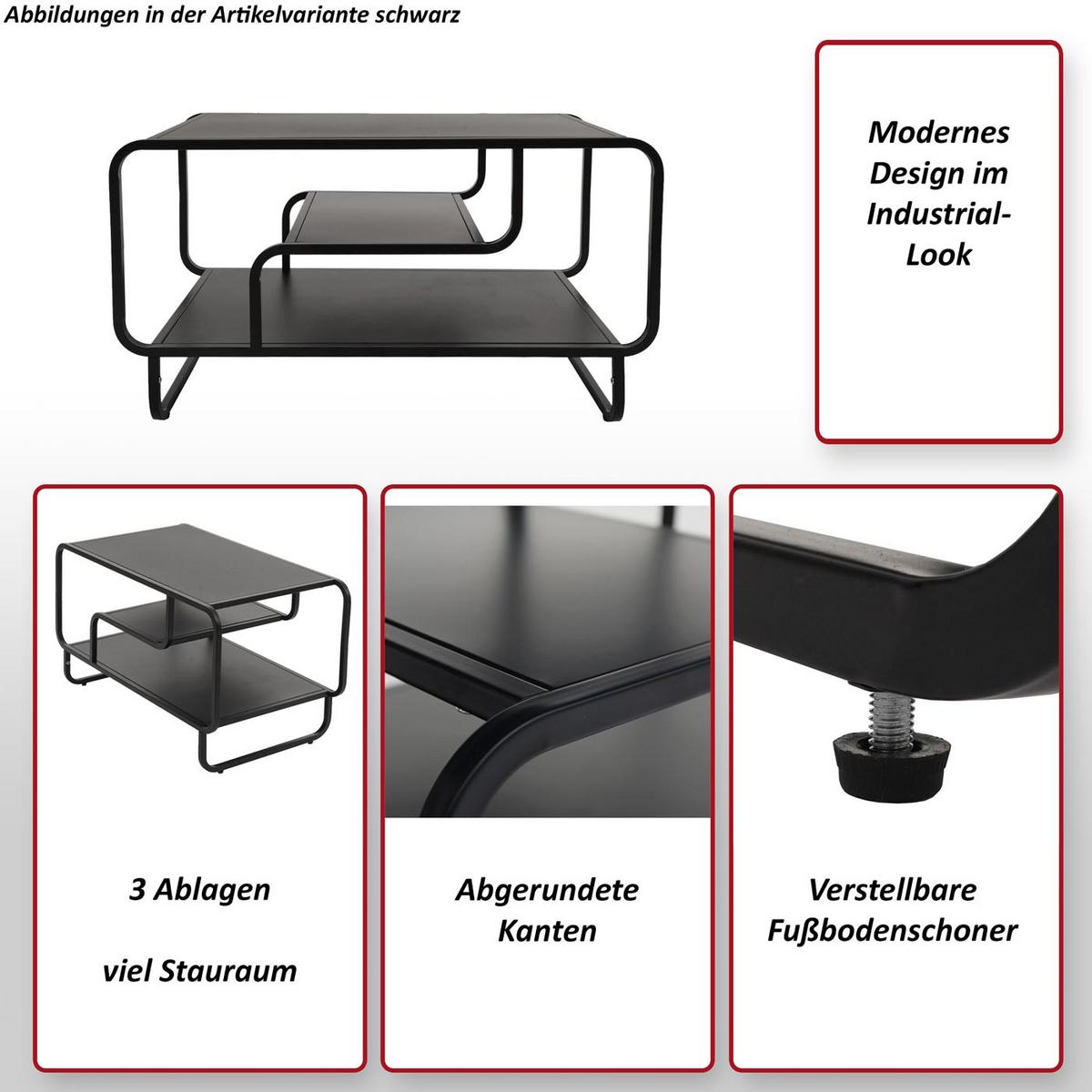 COUCHTISCH rechteck Weiß - Weiß, Metall (40/80/45cm) - MCW