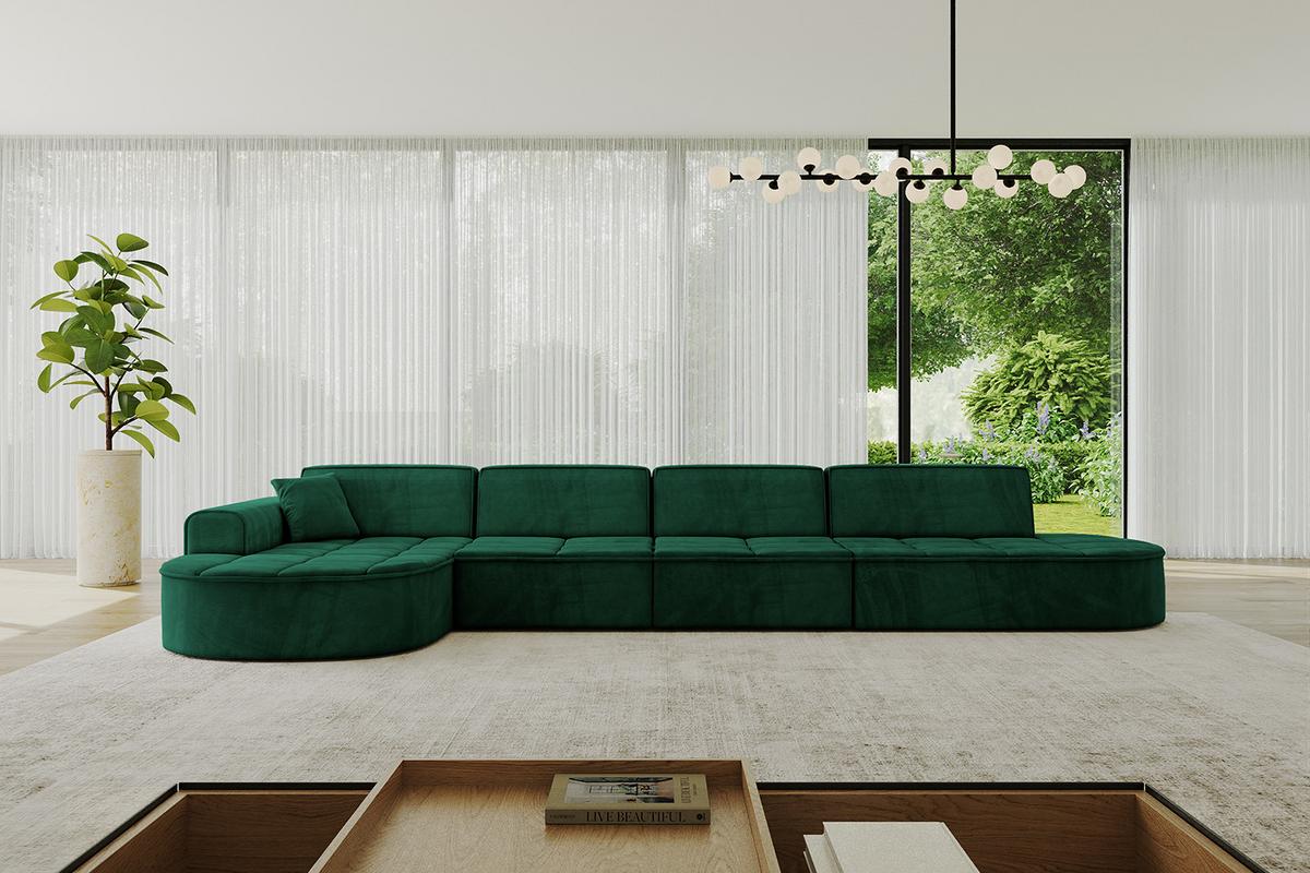 ECKSOFA Ottomane Links TARO-L3 - 413x171x79,5 cm Dunkelgrün - Grün, Holzwerkstoff/Textil (413/171cm) - ALTDECOR