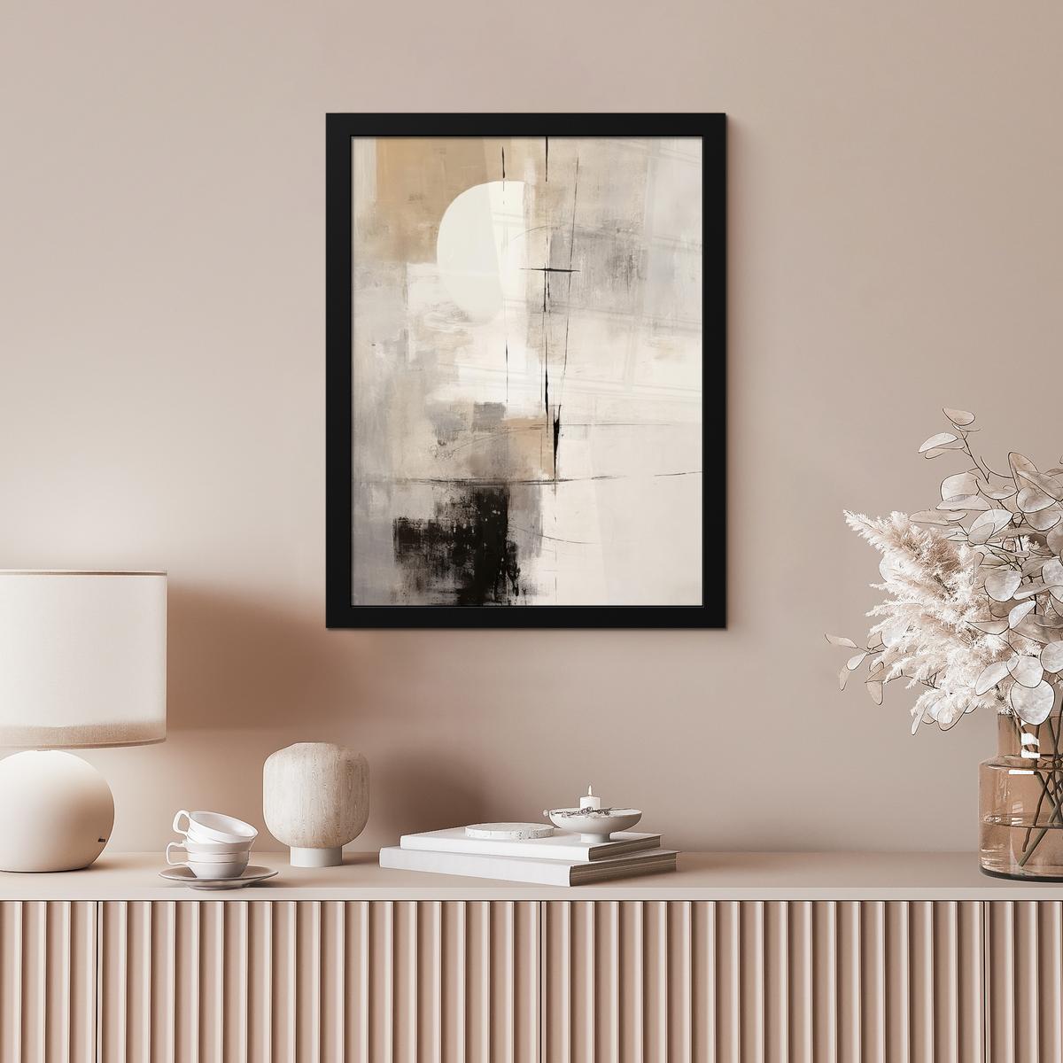 POSTER MIT RAHMEN Abstrakt - Kunst - Grau Bilderrahmen 30x40 cm - Hellgrau, Papier (30/40cm) - MuchoWow