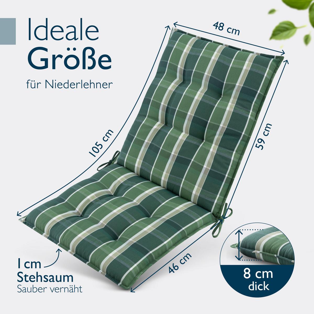 NIEDERLEHNER Sun-NL 105x50x8cm Grün-Kariert (5tlg) - Dunkelgrün, Textil (50/100cm) - Beautissu 