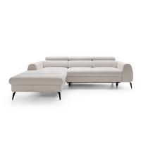 ECKSOFA NOTE Creme Chenille mit Schlaffunktion - Creme, Holz (270/184cm) - MASSENO