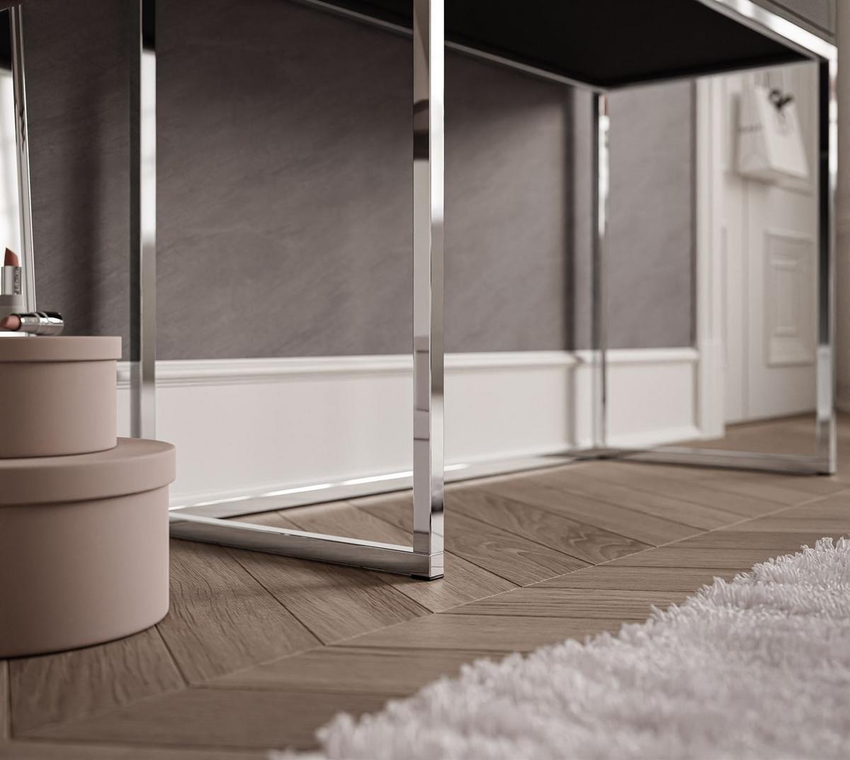 SCHMINKTISCH BLANCO GLAMOUR ELITE mit Spiegel und Beleuchtung Schwarz Hochglanz Kristallgriff - Weiß Hochglanz/Silberfarben, Holzwerkstoff (100/146/42cm) - Lookway