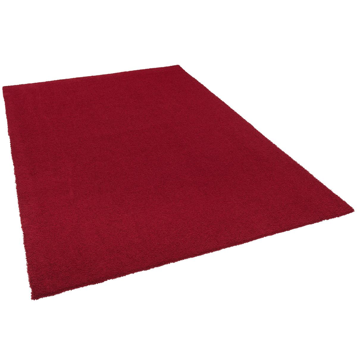 LUXUS HOCHFLOR SHAGGY TEPPICH VELVET - Weinrot, Textil (133/133cm) - Snapstyle